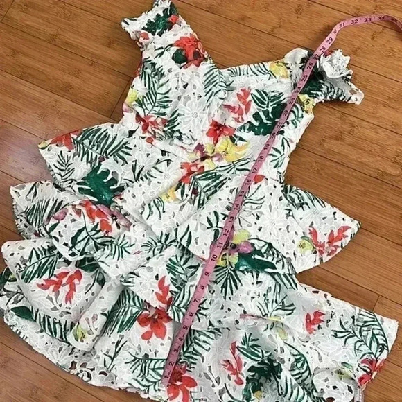 NWOT CAROLINE CONSTAS HELENA PRINTED LACE TIERED DRESS  medium made New York - Picture 9 of 9